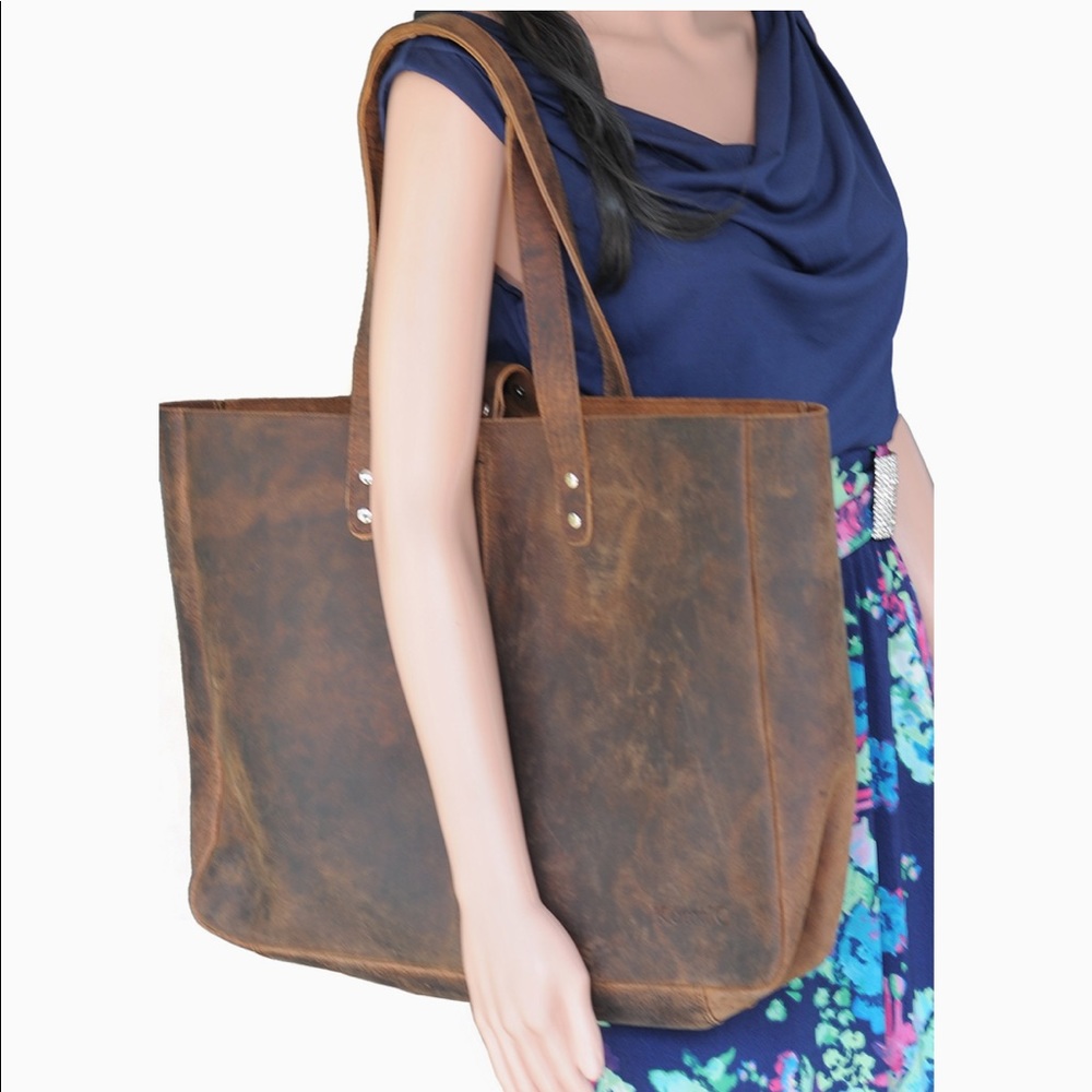 Komalc Distressed Buffalo Leather Tote